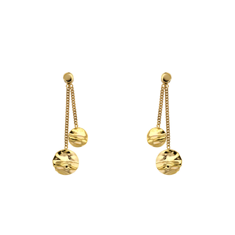 Boucles d'Oreilles Pastilles Froissées en Or Jaune 375 - Maison Ballet by Scarlett