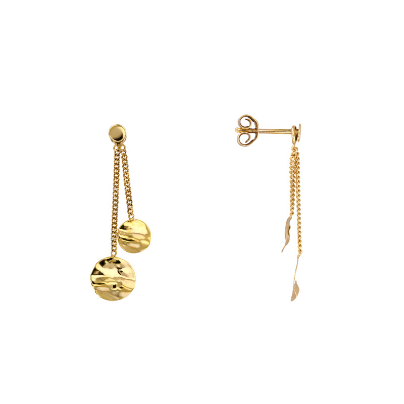 Boucles d'Oreilles Pastilles Froissées en Or Jaune 375 - Maison Ballet by Scarlett
