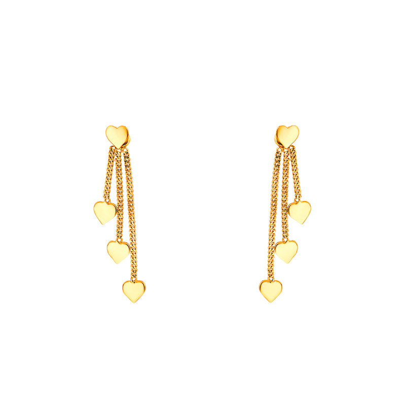 Boucles d'Oreilles Pendentes Coeurs en Or Jaune 375 - Maison Ballet by Scarlett