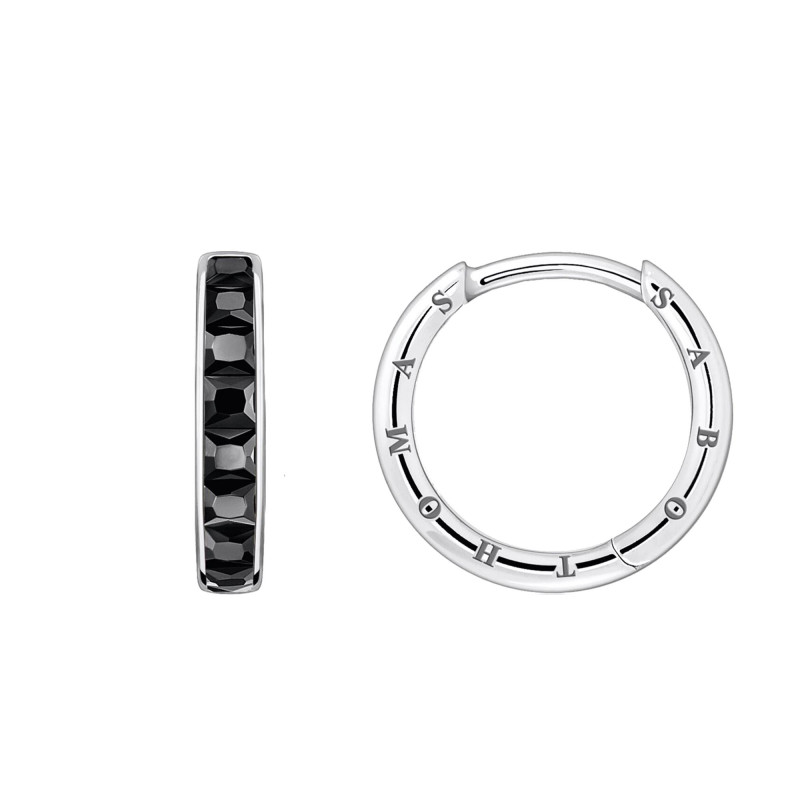Boucles d'Oreilles Créoles Heritage Fines en Argent & Pierres Noires, Diamètre 20 mm - CR668-643-11 - Thomas Sabo
