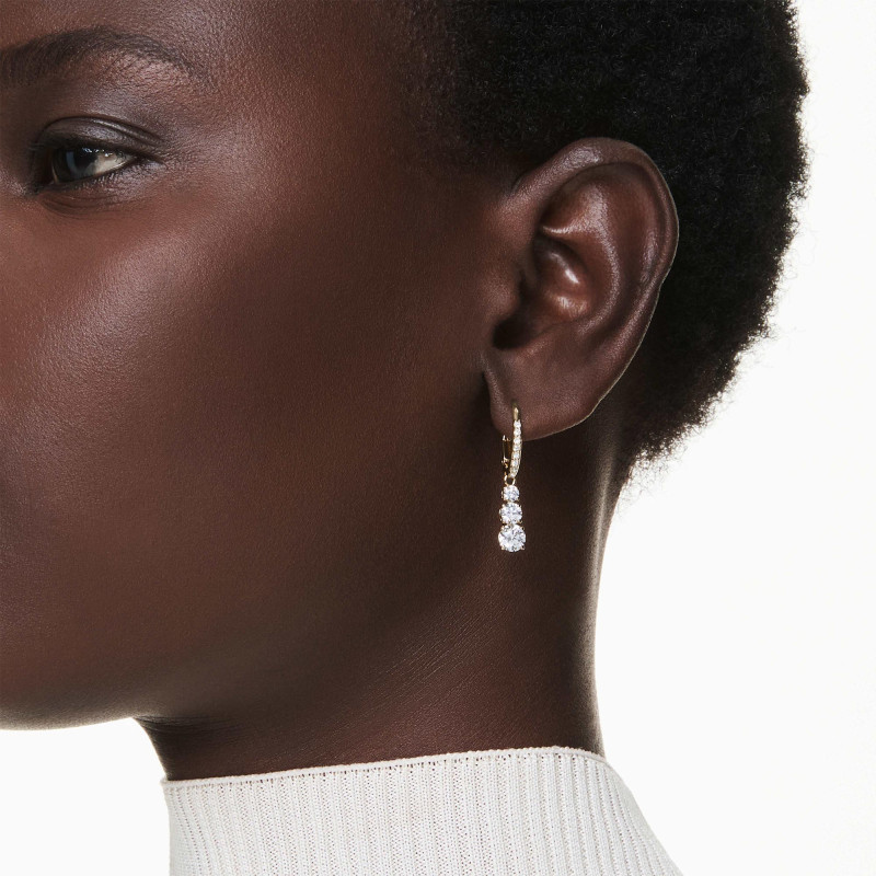 Boucles d'Oreilles Stilla Attract en Métal Doré & Cristaux Blancs - 5723300 - Swarovski