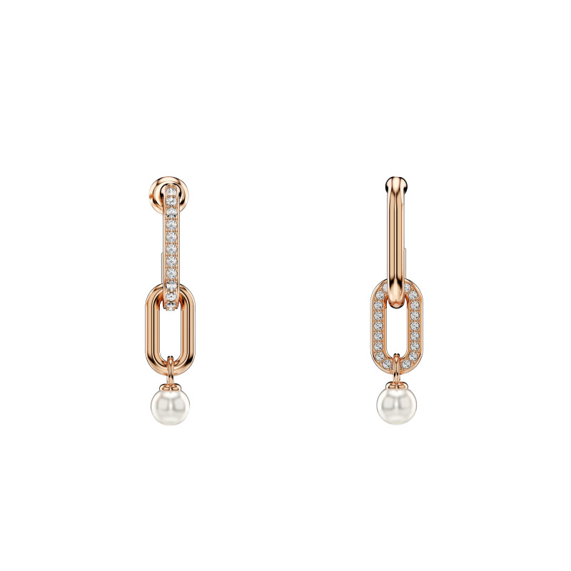 PROMO Boucles d'Oreilles Constella en Métal Doré Rose & Cristaux Blancs et Perles - 5728585 - Swarovski OCARAT.COM BIJOUTERIE N°1