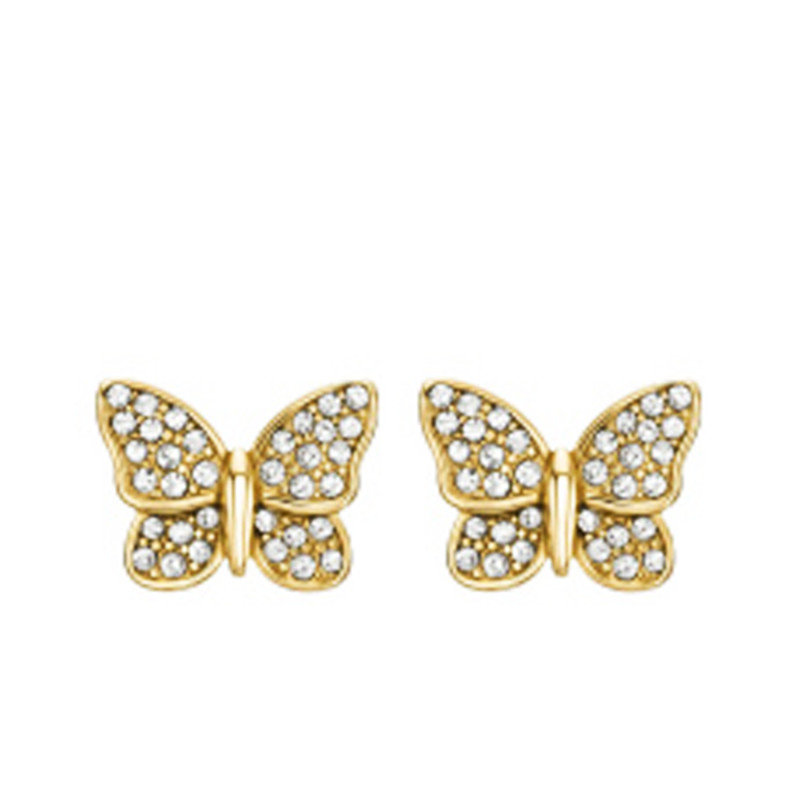 Boucles d'Oreilles Papillon Sutton en Acier Inoxydable Doré & Cristaux - Fossil