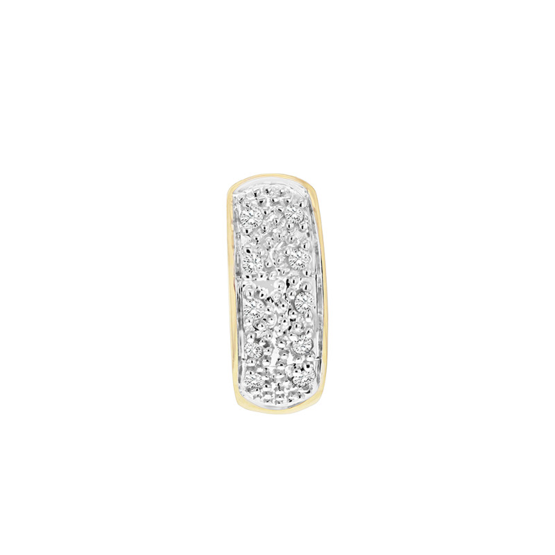 1 Boucle d'Oreille Créole en Or Jaune 375 & Diamants 0,05 ct, Diamètre 12 mm - Emanessence