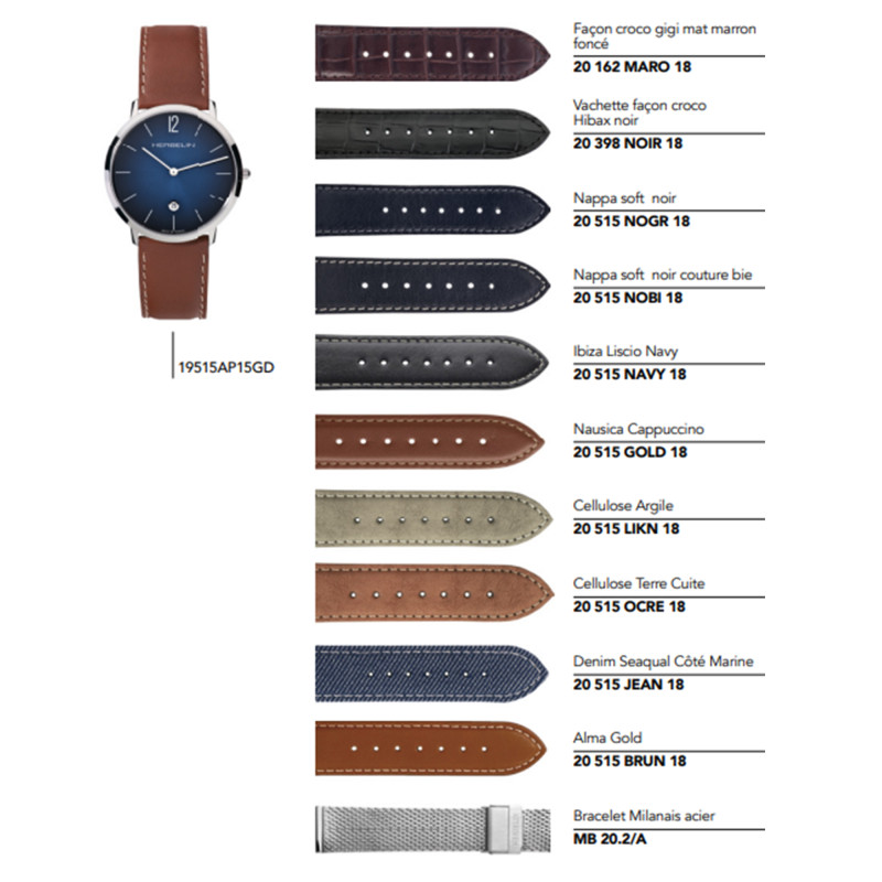Bracelets en cuir ou maille milanaise pour montre série 19515/... - Herbelin