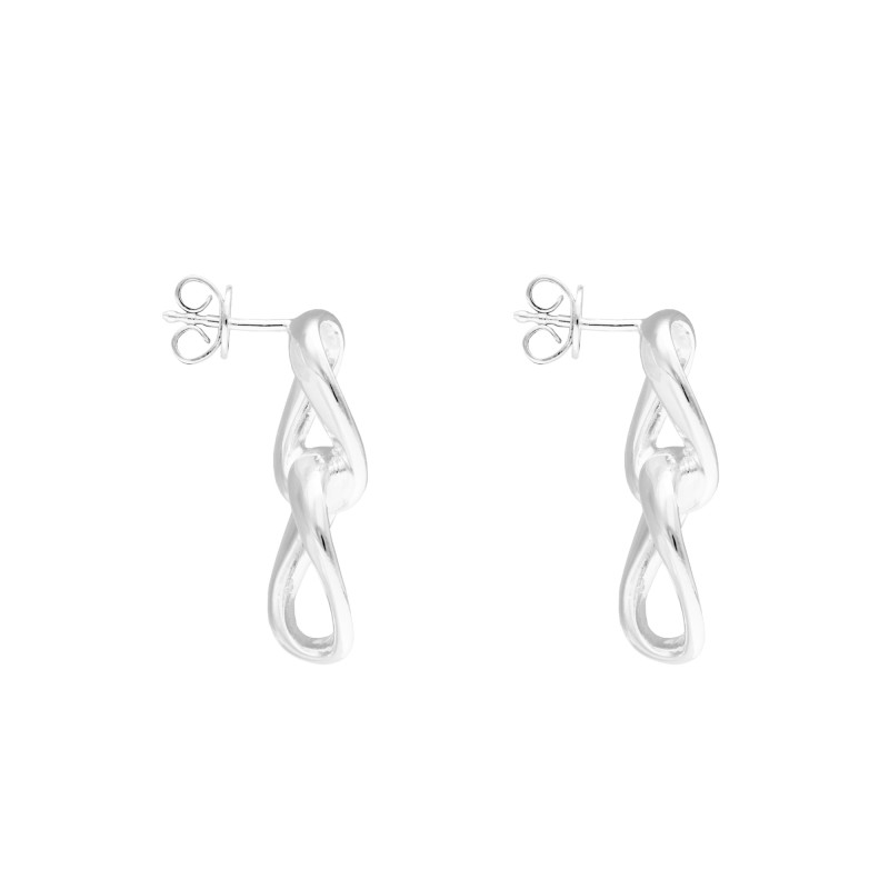 Boucles d'Oreilles Doubles Maille Gourmette en Argent 925 - Artemis