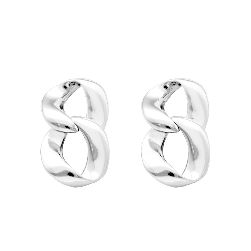 Boucles d'Oreilles Doubles Maille Gourmette en Argent 925 - Artemis
