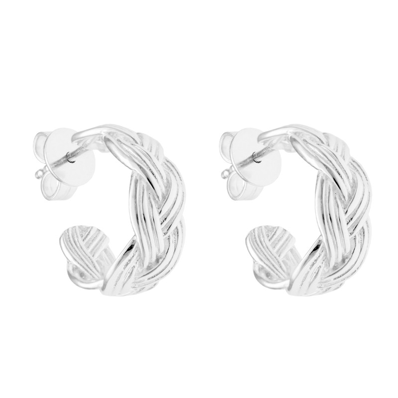 Boucles d'Oreilles Tressées en Argent 925, Diamètre 19 mm - Artemis