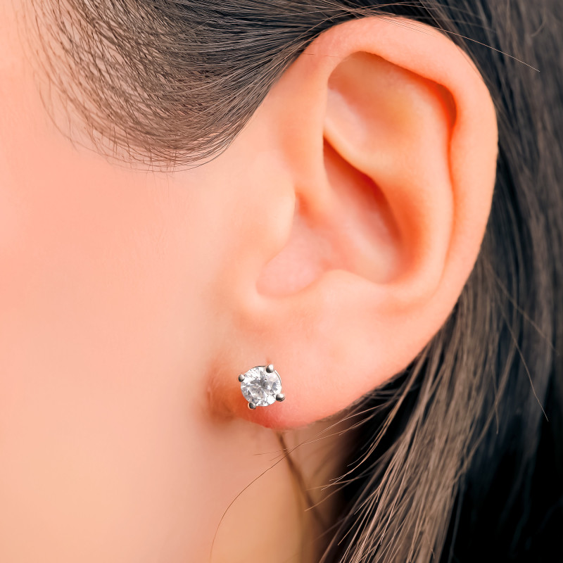 PROMO Boucles d'Oreilles en Platine & Diamants de Synthèse de 0,40 ct à 1 ct, Largeur de 4 mm à 5 mm - Ocarat OCARAT.COM BIJOUTERIE N°1
