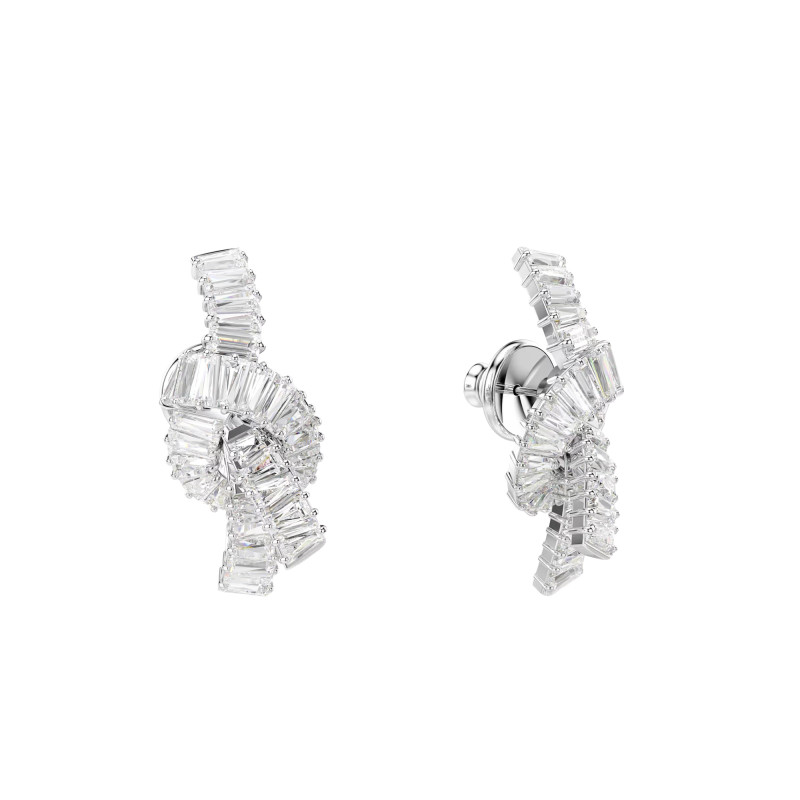 PROMO Boucles d'Oreilles Matrix Nœud Blanches en Métal Rhodié - 5727040 - Swarovski OCARAT.COM BIJOUTERIE N°1