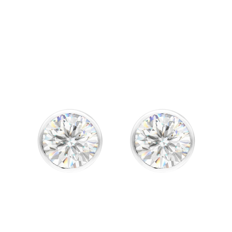 PROMO Boucles d'Oreilles en Platine & Diamants de Synthèse de 0,40 ct à 1 ct Serties Clos - Ocarat OCARAT.COM BIJOUTERIE N°1