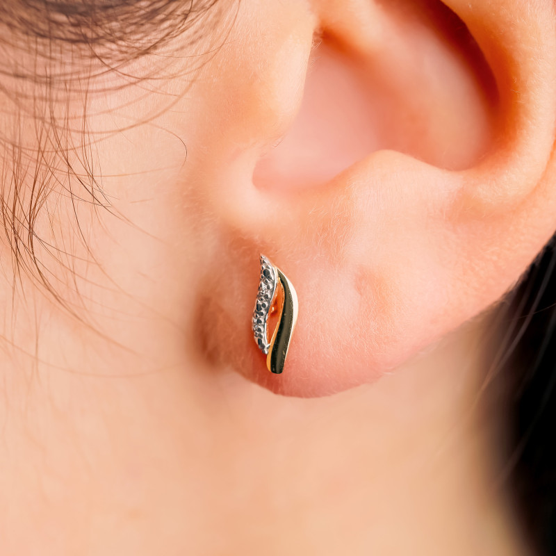 Boucles d'Oreilles en 2 Ors 375 & Diamants 0,01 ct - Emanessence