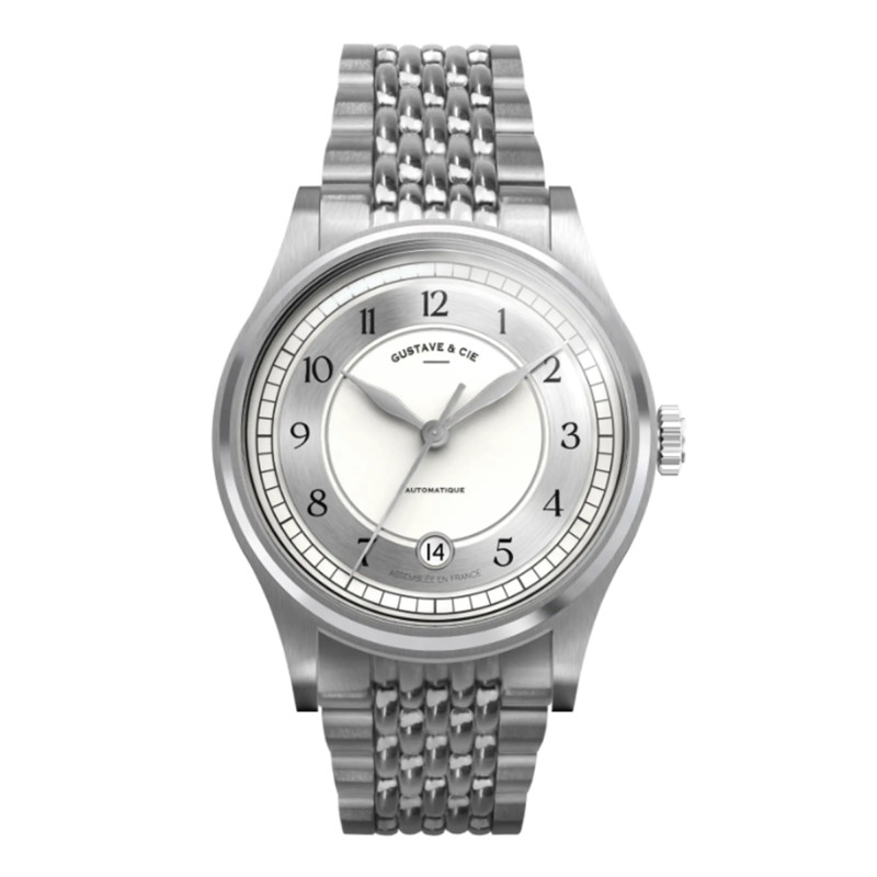 Montre 12H Charles Argent & Blanc Grain De Riz 38mm - Gustave & Cie