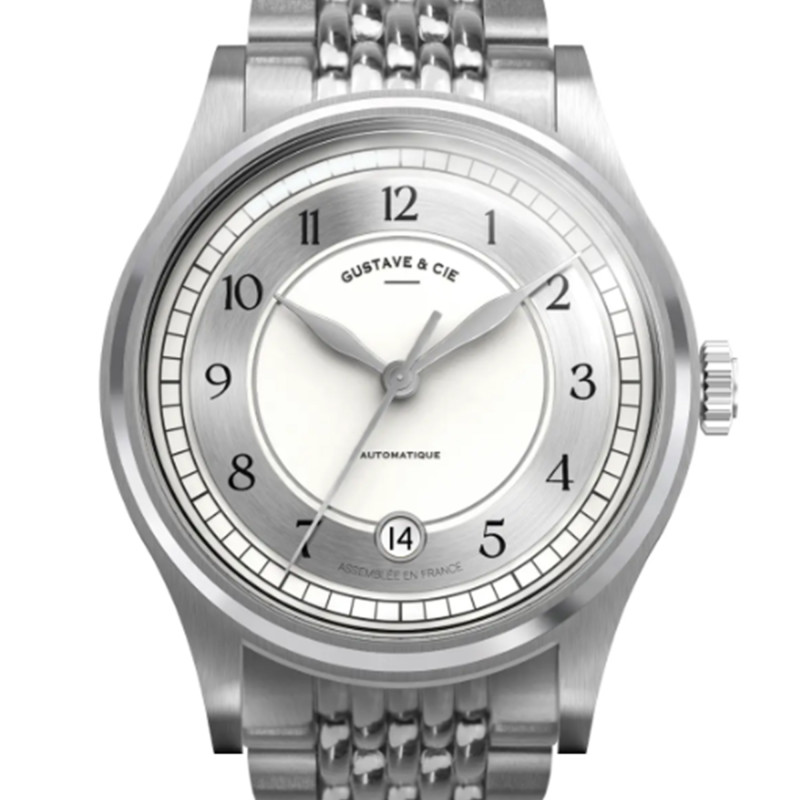 Montre 12H Charles Argent & Blanc Grain De Riz 38mm - Gustave & Cie