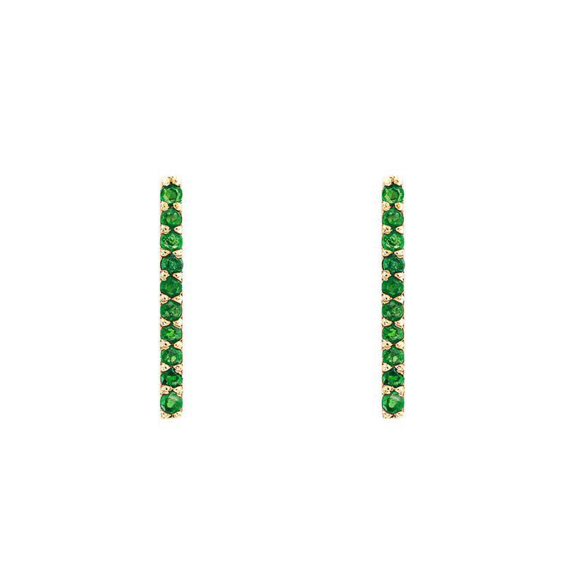 Boucles d'Oreilles Barrette en Or Jaune 375 ou 750 & Emeraudes - Aurora