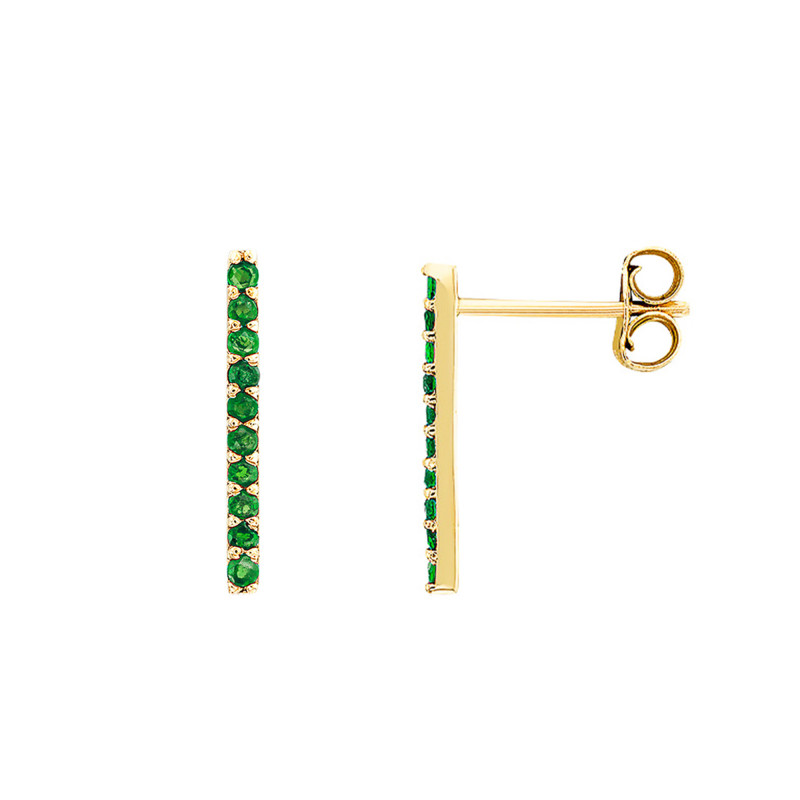 Boucles d'Oreilles Barrette en Or Jaune 375 ou 750 & Emeraudes - Aurora