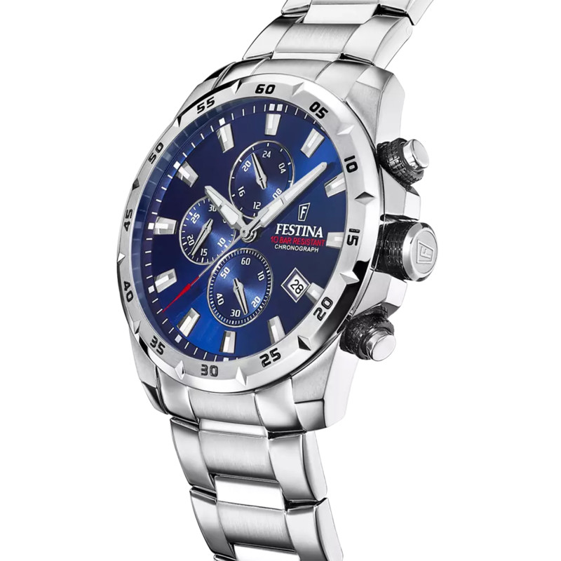 Montre Chrono Sport acier gris et bleu foncé F20463/2 - Festina