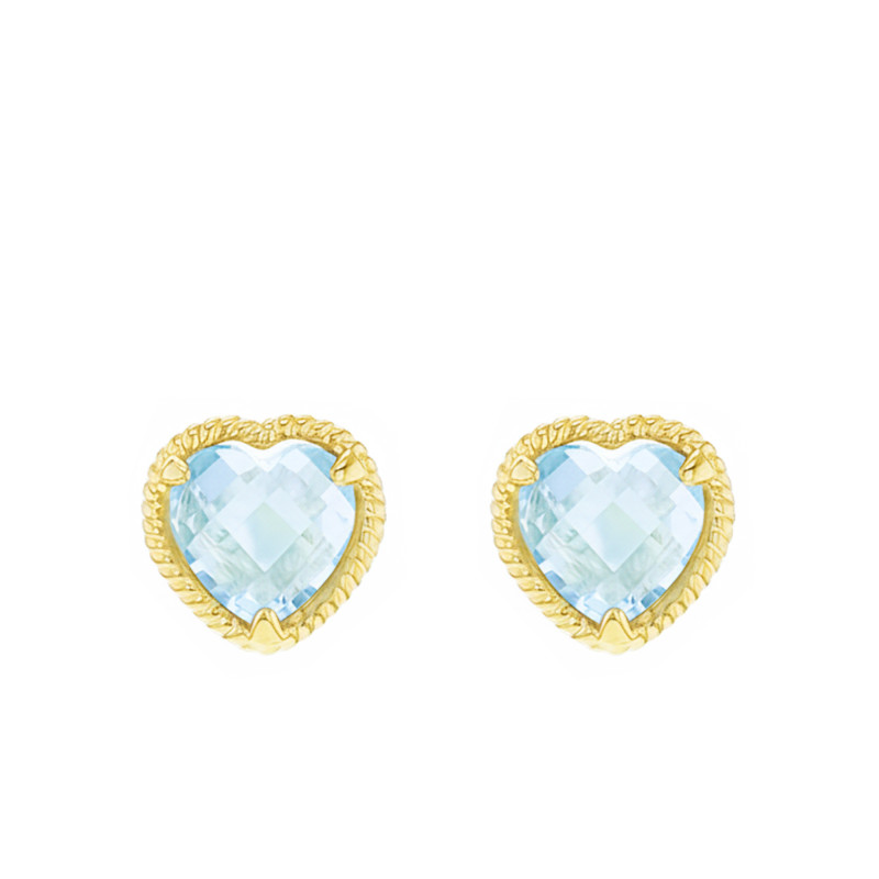 Boucles d'Oreilles Coeurs Torsadés en Or Jaune 375 & Topazes - Aurora