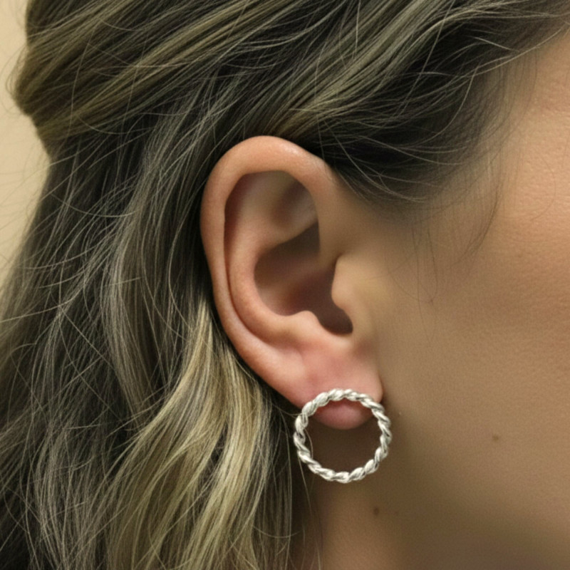 PROMO Boucles d'Oreilles Rondes Torsadées en Argent 925 - Artemis OCARAT.COM BIJOUTERIE N°1