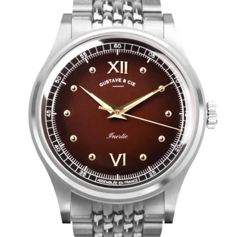 Montre Léon 12H Argent & Marron - Gustave & Cie