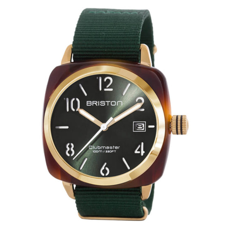 PROMO Montre Clubmaster HMS Gold Acétate Ecaille de tortue cadran vert - Briston OCARAT.COM BIJOUTERIE N°1