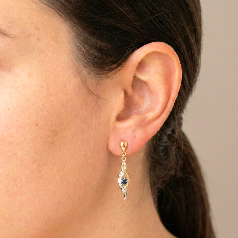 Boucles d'Oreilles en Or Jaune 375 & Saphirs - Aurora