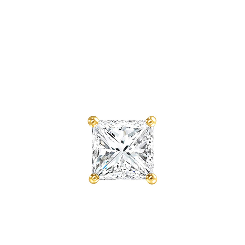 1 Boucle d'Oreille Puce en Or Jaune 750 & Diamant Princesse - Emanessence