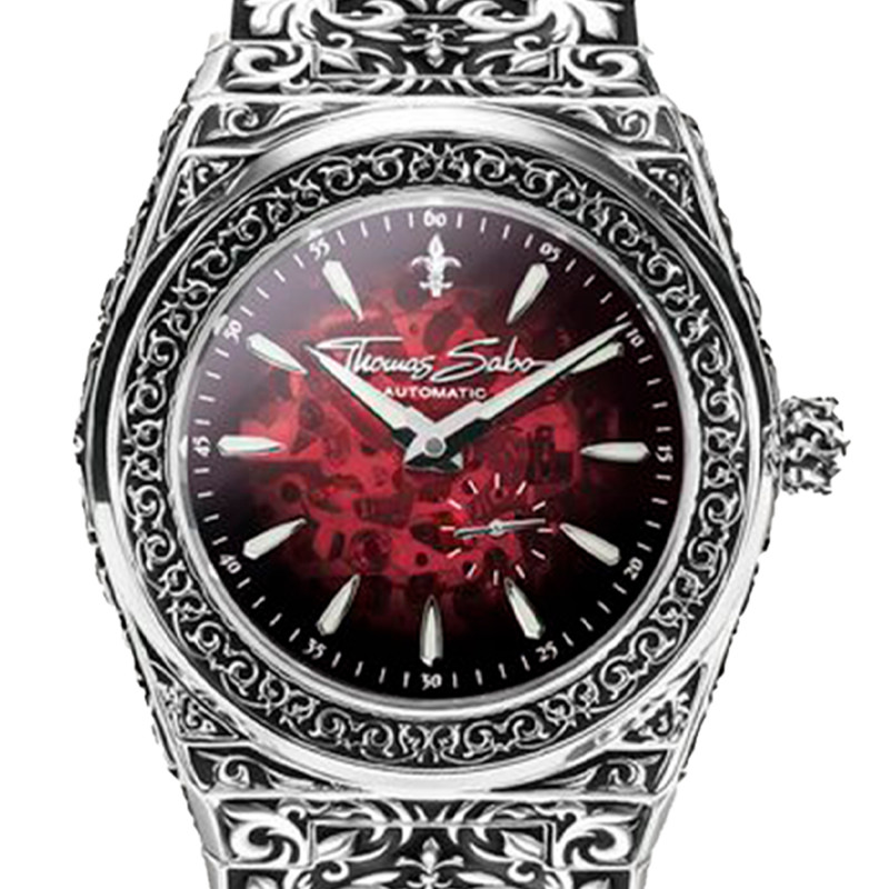 Montre Rebel at Heart Revive Automatique 42mm Acier inoxydable rouge Argent WA0449-201-212 - Thomas Sabo