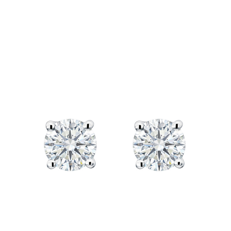 Boucles d'Oreilles Diamants de Synthèse 4 Griffes 2x0,50 ct en Or Blanc 375 ou 750 - Ocarat