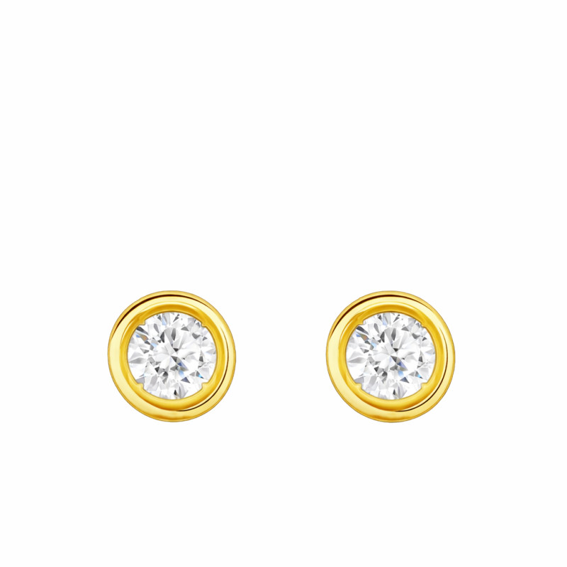 Boucles d'Oreilles Diamants de Synthèse Clos 2x0,15 ct en Or Jaune 375 ou 750 - Ocarat