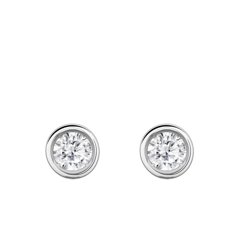 Boucles d'Oreilles Diamants de Synthèse Clos 2x0,20 ct en Or Blanc 375 ou 750 - Ocarat