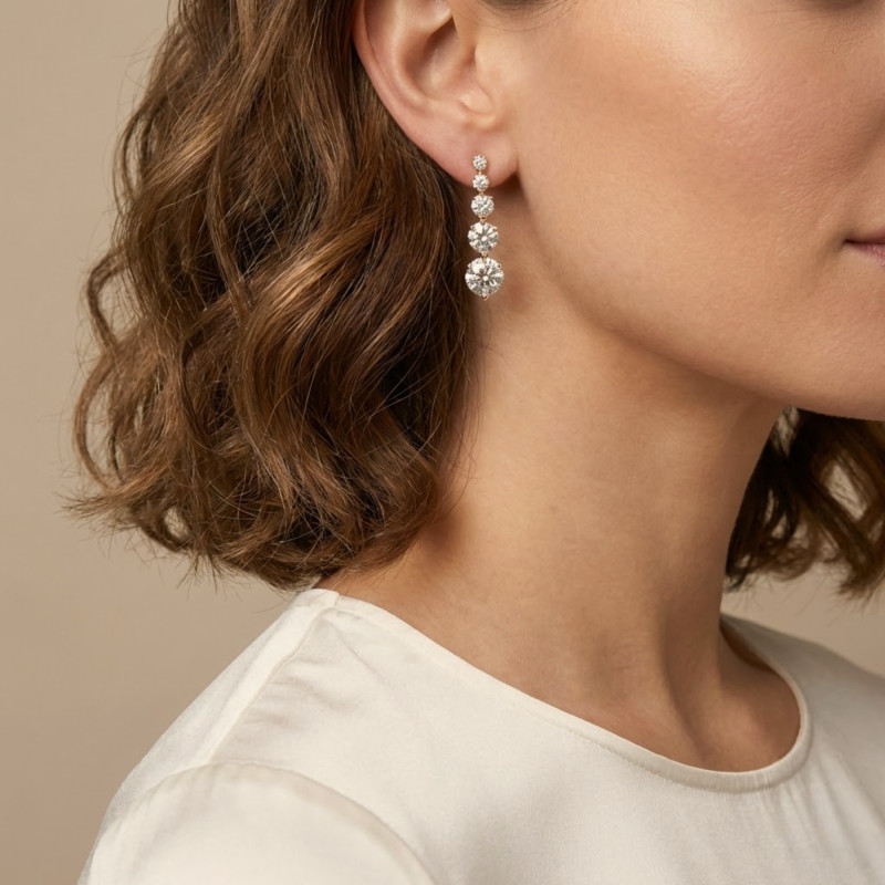 PROMO Boucles d'Oreilles Pendantes en Or Jaune 375 & Oxydes de Zirconium - Emanessence OCARAT.COM BIJOUTERIE N°1