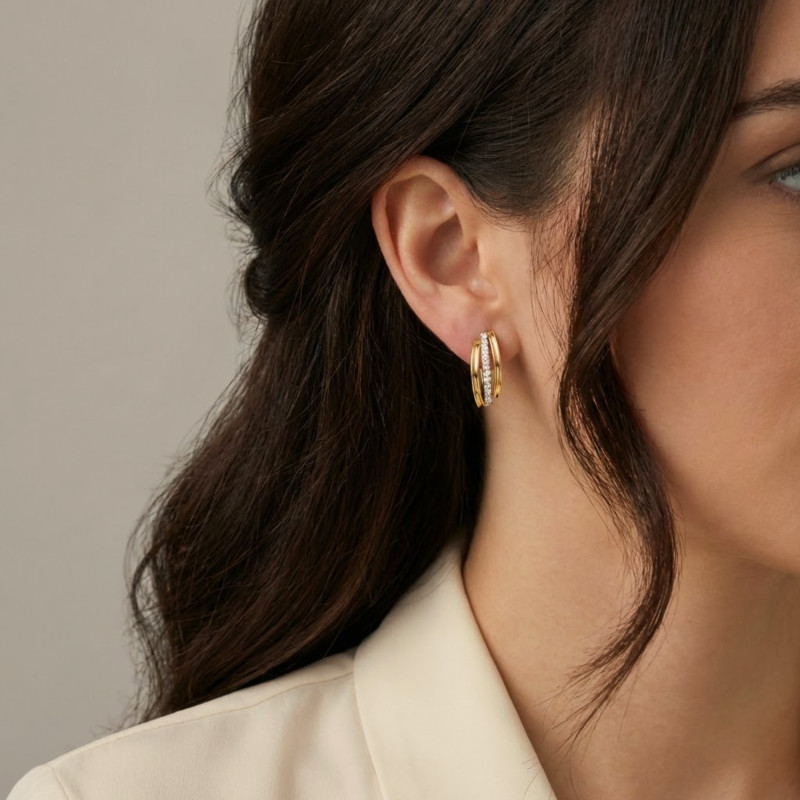 PROMO Boucles d'Oreilles en Or Jaune 375 & Oxydes de Zirconium - Emanessence OCARAT.COM BIJOUTERIE N°1