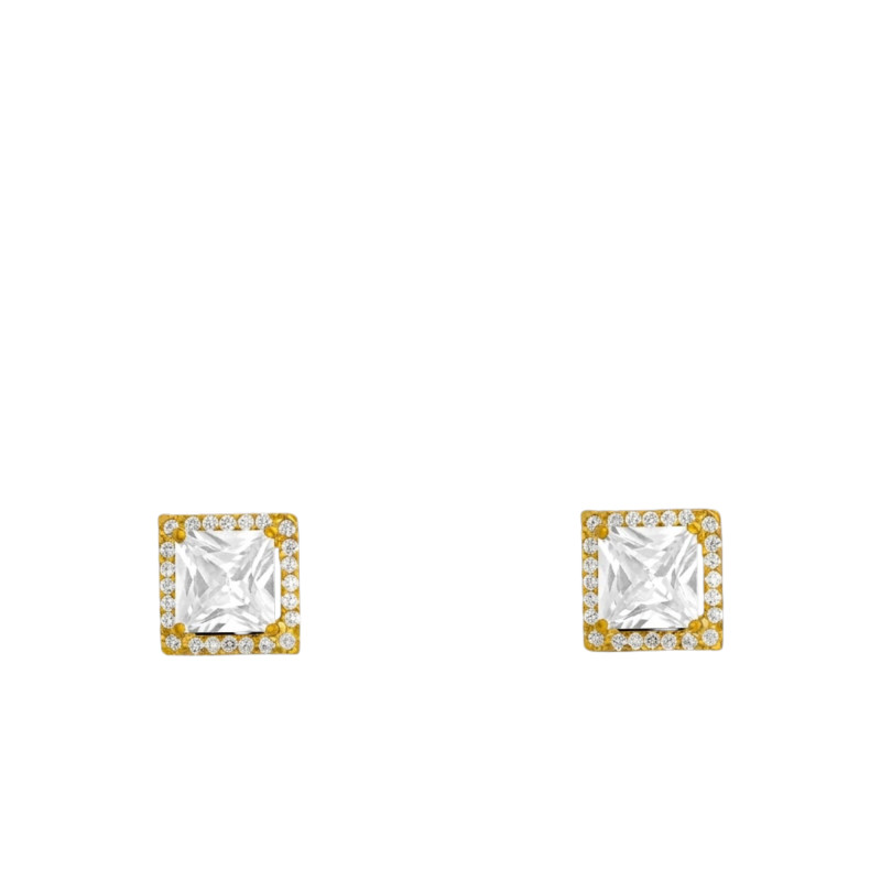 PROMO Boucles d'Oreilles Carrées Or Jaune 375 - Emanessence OCARAT.COM BIJOUTERIE N°1
