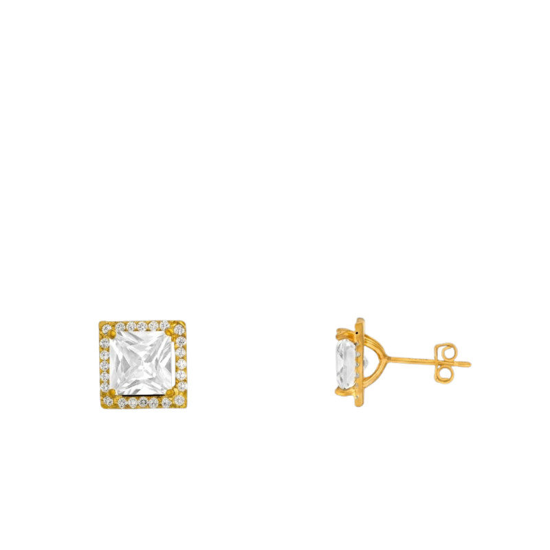 PROMO Boucles d'Oreilles Carrées Or Jaune 375 - Emanessence OCARAT.COM BIJOUTERIE N°1