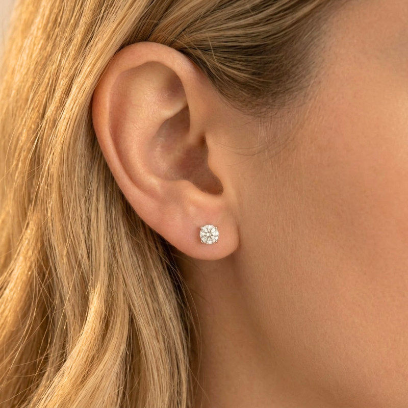 Boucles d'Oreilles Diamants de Synthèse 4 Griffes 2x0,40 ct en Or Jaune 375 ou 750 - Ocarat