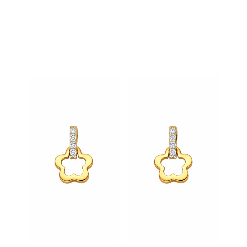 Boucles d'Oreilles Fleur en Or Jaune & Oxydes de Zirconium - Bambins