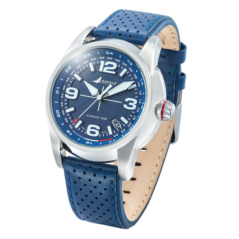 Montre Rafale Solo Display RSD Cadran et Cuir Bleu 666020 - Patrouille de France