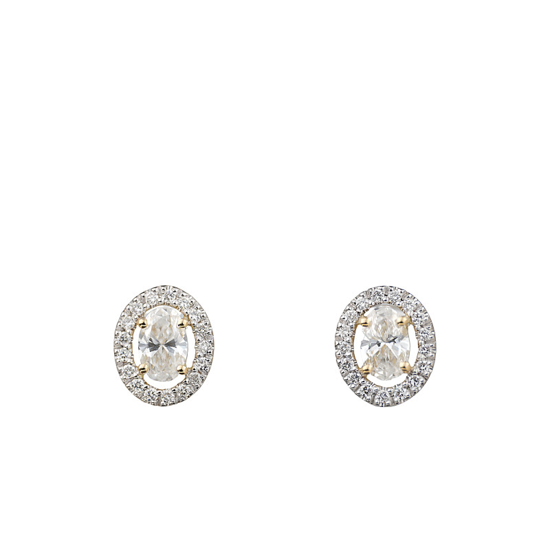 Boucles d'Oreilles Puces Diamants de Synthèse 1,20 ct en 2 Ors 750 - Diamond Lady