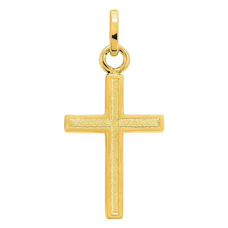 Croix Simple Sablée en Or Jaune 375 - Ocarat
