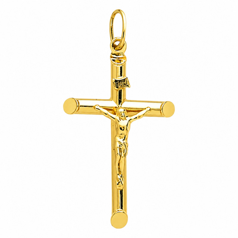 Croix Christ en Or Jaune 750, Dimension 21 x 40 mm - Emanessence