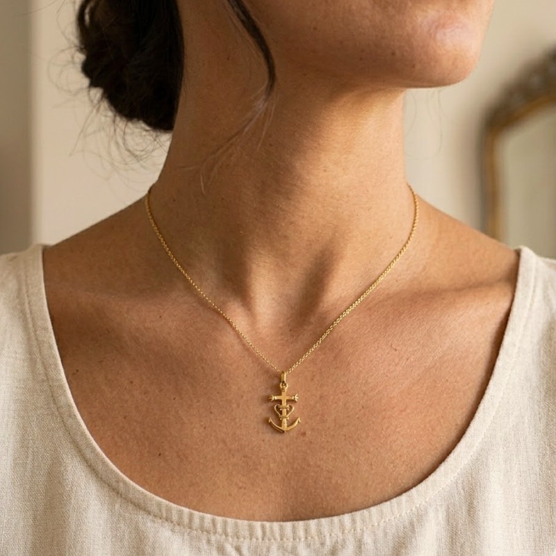 Croix Camarguaise en Or Jaune 750, Dimension 15 x 25 mm - Emanessence
