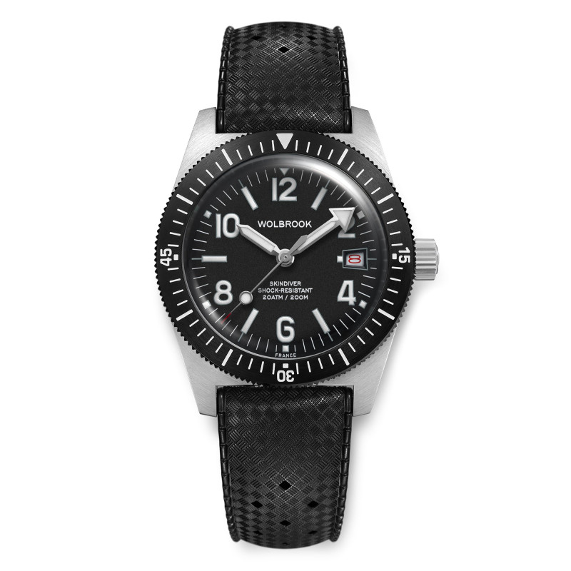 Montre de plongée automatique Skindiver 38 mm à chiffres pairs - Lume Blanc - Wolbrook
