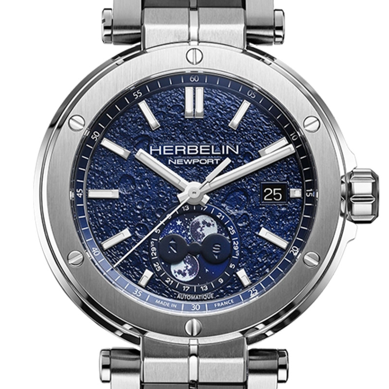 Montre Newport Auto Phase De Lune Acier 2889B15 - Herbelin