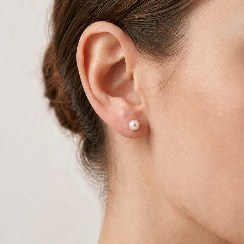 PROMO Boucles d'Oreilles Puces Perles Eau Douce en Or Blanc 750, Diamètre 4 mm - Schmittgall OCARAT.COM BIJOUTERIE N°1