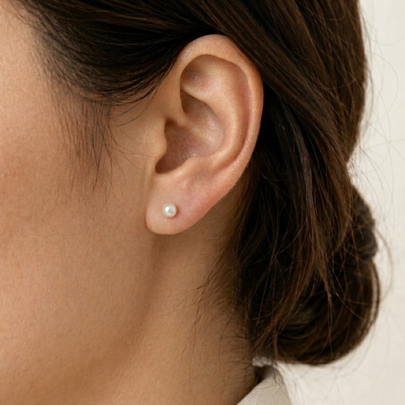 PROMO Boucles d'Oreilles Puces Perles d'Eau Douce Chine en Or Blanc 750, Diamètre 3 mm - Schmittgall OCARAT.COM BIJOUTERIE N°1