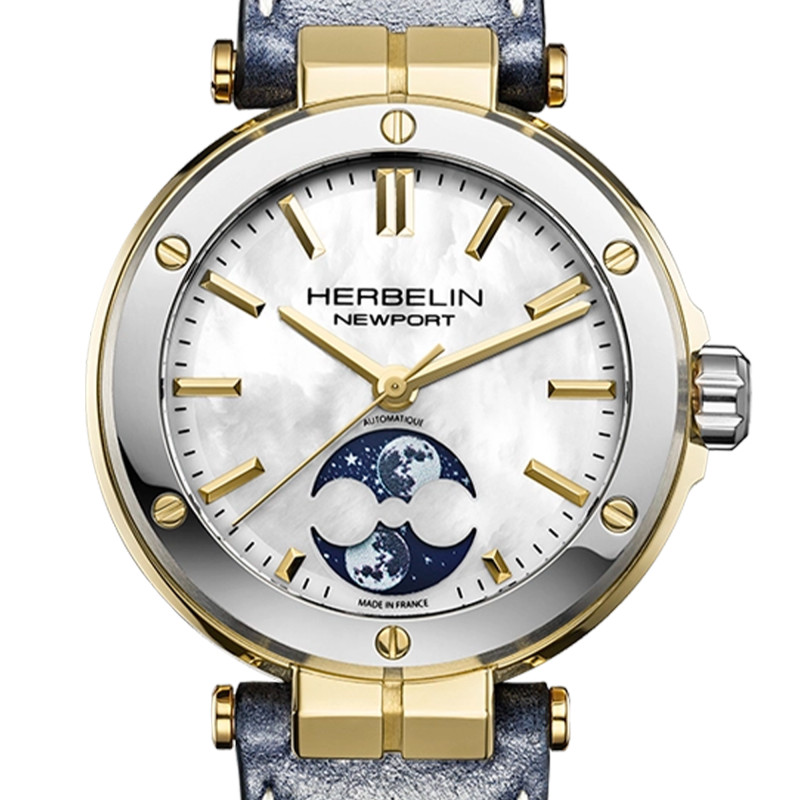 Montre Newport Auto Lady Phase De Lune Nacre 2879T1N19BL - Herbelin