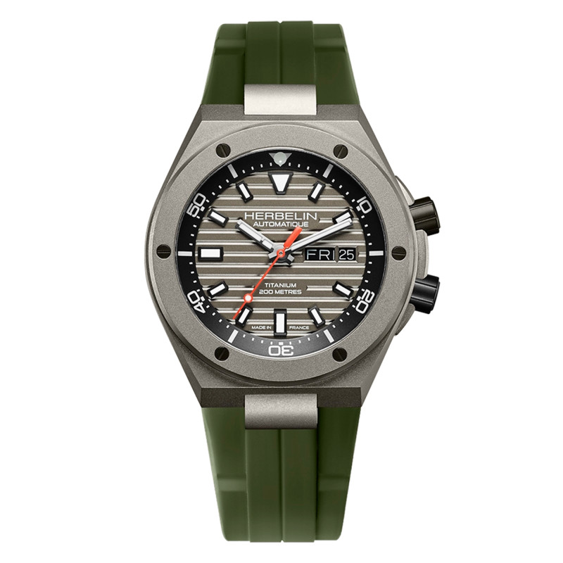 Montre Cap Camarat Auto Titane Diver Kaki 1745TITICK - Herbelin