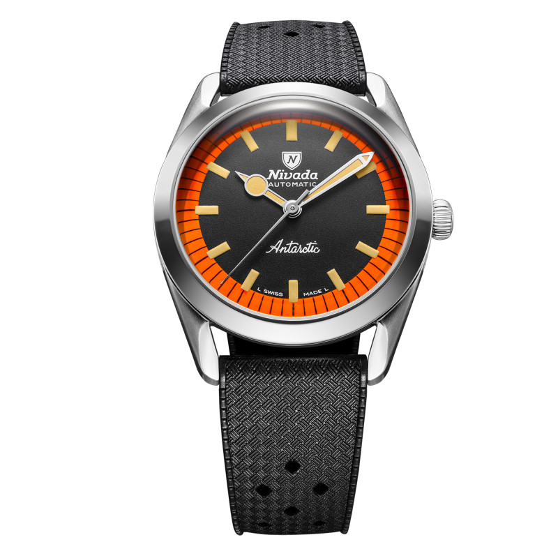 Montre Super Antarctic Black & Orange 38mm no date 32057A - Nivada Grenchen