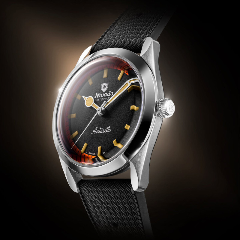 Montre Super Antarctic Black & Orange 38mm no date 32057A - Nivada Grenchen